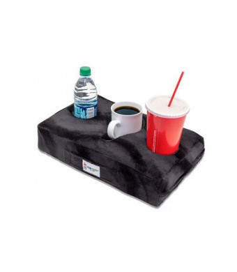 Cup Cozy Pillow (Black)- As Seen on TV-The world's BEST cup holder! Keep your drinks close and prevent spills. Use it anywhere-Couch, floor, bed, man cave, car, RV, park, beach and more!