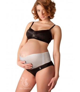 NU MOMZ Maternity Belt - Comfortable and Breathable Belly Band - Abdominal Binder - Lower Back and Pelvic Support - Pregnancy and Postpartum Waist Band - Beige