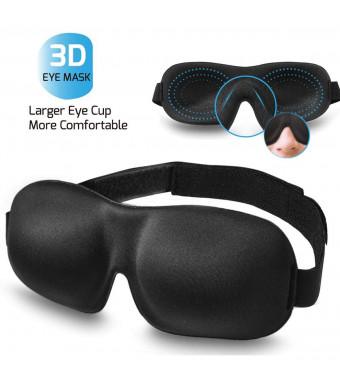 Sleep Mask for Woman and Man, BearMoo 3D Countered Sleeping Eye Mask, Innovative Light Blocking Design Blindfold, Supper Smooth and Light Eye Mask for Traveling - Black