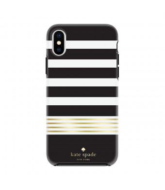 Kate Spade Kinetic Stripe iPhone X Hardshell Case, Black/White/Gold