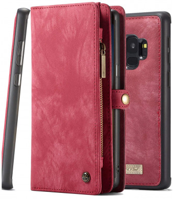 Galaxy S9 Wallet Phone Detachable Case XRPow Samsung S9 Multi-Functional Folio Flip Vegan Leather Wallet Removable Magnetic Back Cover 11 Card Slots and 3 Cash Pocket Shock Protection Cover RED