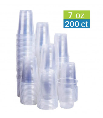 TashiBox 7 oz clear plastic cups - 200 count - Disposable cold drink party cups