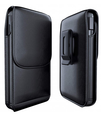 Meilib Galaxy S9 Plus Belt Case Galaxy S8 Plus Belt Clip Case - Leather Pouch Holster Case with ID Card Holder for Samsung Galaxy S9+ Plus/S8+ Plus (Fits Phone w/Other Cover Case On) Black