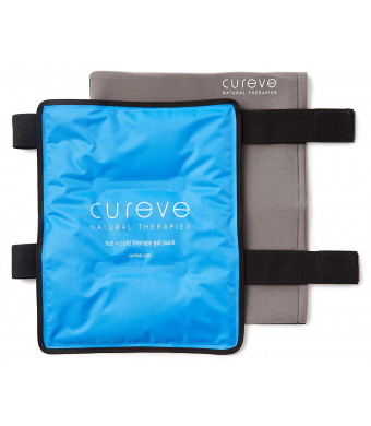 Large Hot and Cold Therapy Gel Pack with Wrap by Cureve (12" x 15") - Reusable Ice Pack with Wrap to Treat Injuries, Aches and Pains on Hip, Knee, Side, Back and Shoulder