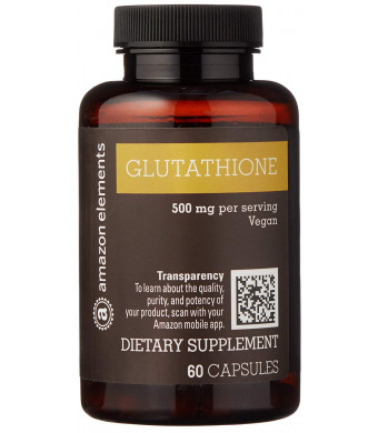 Amazon Elements Glutathione, 500mg, 60 Capsules, 2 month supply