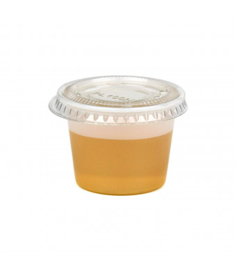 [250 Pack] 1 Ounce BPA-Free Plastic Portion Cup with Clear Lids Disposable Jello Shots Sauce Condiment Souffle Dressing Mini Containers