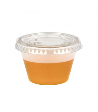 [250 Pack] 4 Ounce BPA-Free Plastic Portion Cup with Clear Lids Disposable Jello Shots Sauce Condiment Souffle Dressing Mini Containers