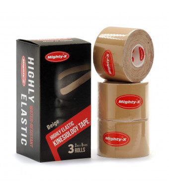 Kinesthetic Athletic Tape - Kinesiology Tape Uncut - Muscle Tape - Heavy Duty Kinetic Tape - 3 Pack K Tape Beige - 2in*5yd Ktape