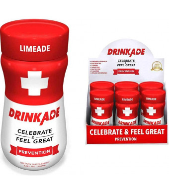 DrinkAde Prevention (6 Pack/3.4oz Bottles) - Previously Never Too Hungover with Electrolytes, B Vitamins, Milk Thistle, Green Tea Extract - Only 5 Calories.