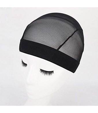 5 Pack Black Dome Cornrow Wig Caps Elastic Nylon Breathable Black Mesh net for Black women and Men