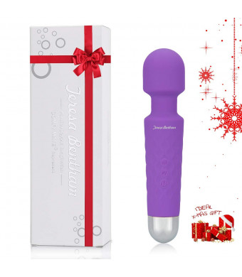 Upgraded Powerful Vibrate Wand Massager with 20 Magic Vibration Modes, Whisper Quiet, Waterproof, Handheld, Cordless for Neck Shoulder Back Body Massage, Sports Recovery and Muscle Aches - Purple Mini