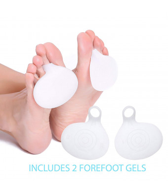 Mortons Neuroma Foot Pads  2-Pair Pack of Gel Forefoot Pads for Instant Pain Relief  Ball of Foot Cushion for High Heels, Blisters and Metatarsal Pain