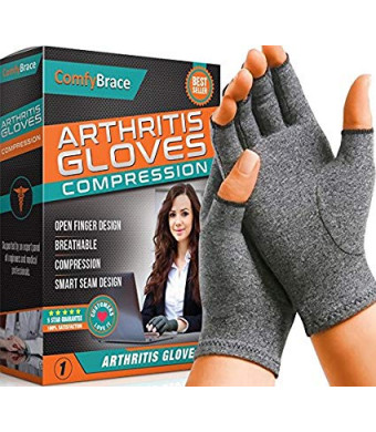 ComfyBrace Arthritis Hand Compression Gloves  Comfy Fit, Fingerless Design, Breathable and Moisture Wicking Fabric  Alleviate Rheumatoid Pains, Ease Muscle Tension, Relieve Carpal Tunnel Aches (Small)