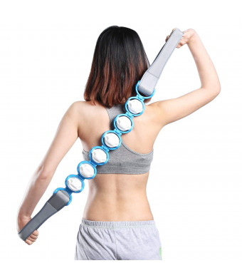 Body Massage Roller Rope - Portable Handheld Upper Lower Back Shoulder Neck Foot Trigger Point Node Rolling Balls Self Massager Equipment Tool - by Nawati (Blue)