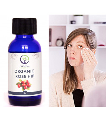 USDA Cold Pressed Organic Rosehip Oil (1oz) - Cold Pressed and Unrefined for Face, Skin and Hair: Organic Rose Hip