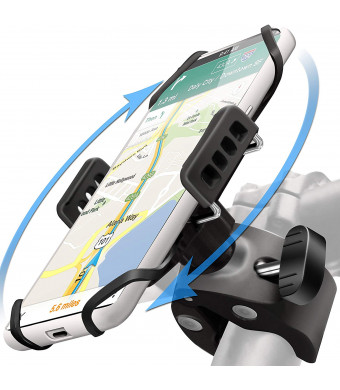 Bike Phone Mount Holder: Best Universal Handlebar Cradle All Cell Phones and Bikes. Clamp Fits Road Motorcycle and Mountain Bicycle Handlebars. Cycling Accessories iPhone X 8 7 6 Plus Galaxy ETC.