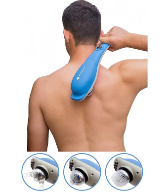 TheraFlow Deep Tissue Percussion Massager. Back Massager, Handheld Muscle Relief for Shoulder, Neck, Scalp, Head, Foot and Body Relaxation. 3 Attachments for Shiatsu and Trigger Points. Perfect Gift