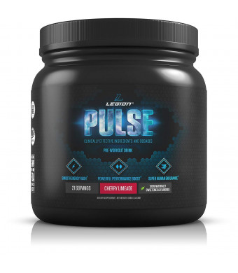 Legion Pulse, Best Natural Pre Workout Supplement for Women and Men  Powerful Nitric Oxide Pre Workout, Effective Pre Workout for Weight Loss, Top Pre Workout Energy Powder (Cherry Limeade)