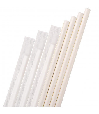 Dye-Free Paper Straws,Plasticless 200 Pack Individually Wrapped Biodegradable Straws,Food-Safe 7 3/4 inches Long Made from White Kraft