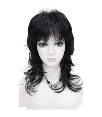 Lydell Long Soft Shaggy Layered Blonde Ombre Classic Cap Full Synthetic Wigs #1 Black