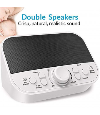 White Noise Machine, LATOW Womb Sound Machine for Baby Sleeping, Portable Sleep Therapy 28 Non-Looping Sounds for Kids Adults Home Office Travel, 2 Speakers,HeadsetJack, DC Output and Timer Sound Spa