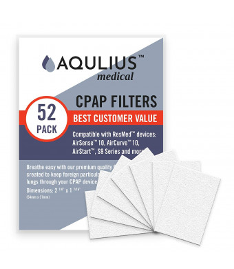 Disposable CPAP Filters (52 Pack - ONE Year Supply) - Fits All ResMed Air 10, Airsense 10, Aircurve 10, S9 Series, Airstart and More!