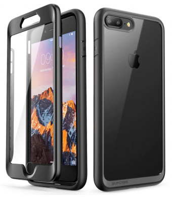 iPhone 8 Plus Case, SUPCASE [Unicorn Beetle Style Series] Clear Full-Body Rugged Bumper Case with Built-in Screen Protector for iPhone 8 Plus and iPhone 7 Plus (Black)