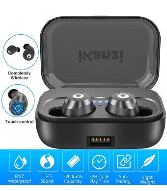 [Updated Version] Wireless Earbuds Bluetooth Headphones iPX7 Waterproof 72H Cycle Play Time, 2200mAh Bluetooth 5.0 Auto Pairing Wireless Earphones Bluetooth Headset with Charging Case