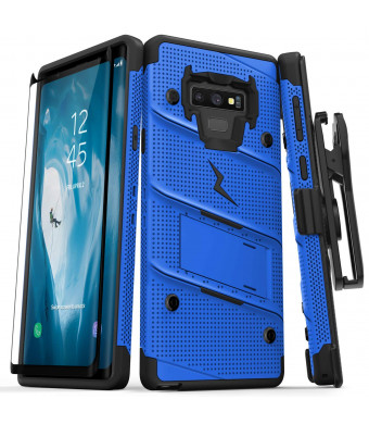 Zizo Bolt Series Galaxy Note 9 Case with Holster, Lanyard, Military Grade  Drop Tested and Tempered Glass Screen Protector for Samsung Galaxy Note 9 Cover - Blue/Black