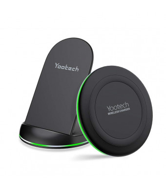 yootech Wireless Charging Bundle, Qi-Certified Wireless Charging Pad Stand, Wireless Charger Compatible with iPhone Xs Max/XR/ XS/X/ 8/Plus, and More (AC Adapter Not Included)