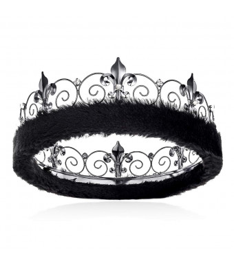 DcZeRong Black King Crowns Adult Men Birthday King Crown Costume King Crowns Black Men Crown