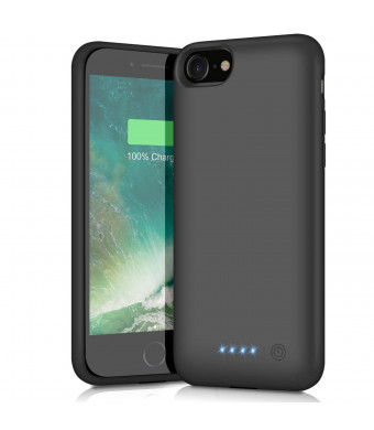 Battery Case for iPhone 8/7, 6000mAh Portable Rechargeable Battery Pack Charger Case for Apple iPhone 8 iPhone 7 [4.7 Inch] Extended Charging Case Protective Power Bank Backup Cover - Black
