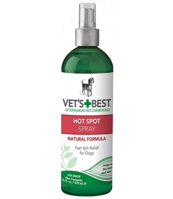 Vet's Best Dog Hot Spot Itch Relief Spray | Helps Soothe Dog Dry Skin, Rash, Scratching, Licking, Itchy Skin, and Hot Spots | No-Sting and Hydrocortisone Free