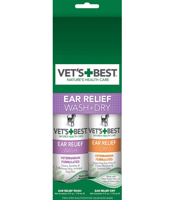 Vet's Best Dog Ear Cleaner Kit | Fast Relief Dog Ear Wash PLUS Lasting Ear Dry Protection | Alcohol and Hydrocortisone Free | Vet Formulated