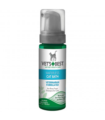 Vet's Best No-Rinse Clean Waterless Cat Shampoo. Natural Formula, 4 oz
