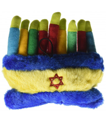 Copa Judaica Chewish Treat Hannukkah Menorah Squeaker Plush Dog Toy, 6 by 5 by 2.5-Inch, Multicolor