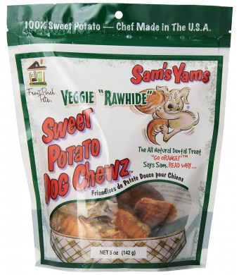 Sam'S Yams Veggie Rawhide Sweet Potato Dog Treats, 5-Ounce