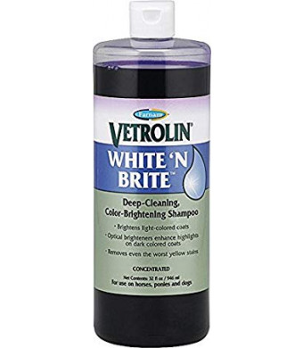 Farnam Vetrolin White N' Brite, Deep cleaning and Color Brightening Shampoo for Horses, 32 ounce