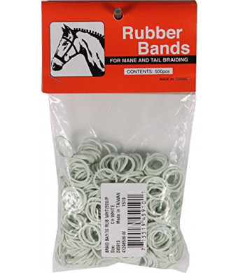 Partrade 245910 222729 Rubber Horse Braid Bands, White, 5"