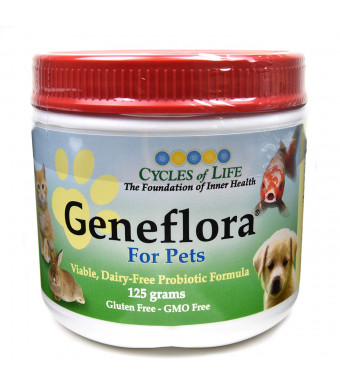 Geneflora Probiotics for Dogs, Best Probiotic for Cats, Prebiotic, Natural Digestive Enzymes to Improve Dog Diarrhea, Upset Stomach, Bad Breath, Allergies, Candida, Yeast, Gas - 125g