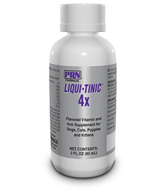 Liqui-Tinic 4x Flavored Vitamin and Iron Supplement for Dogs, Cats, Puppies and Kittens, 2 oz.