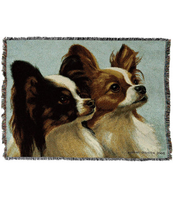 Pure Country Weavers - Papillon Woven Tapestry Throw Blanket with Fringe Cotton USA Size 72 x 54