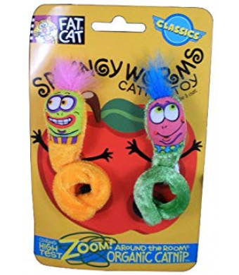Bamboo FAT CAT 650037 Classic Springy Worms Cat Toy - 1 pack 2 count