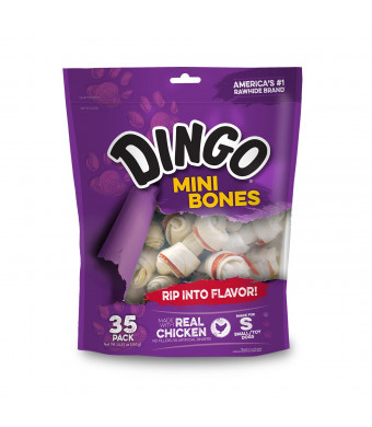 Dingo Mini Bones, Rawhide for Small or Toy Dogs, Made w/Real Chicken