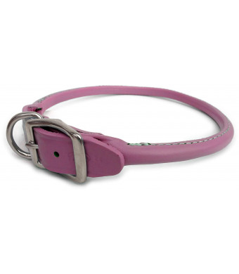 Auburn Leathercrafters Round - Rolled Dog Collar 1x22 PINK
