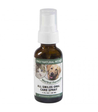 Only Natural Pet Oral Care Spray - All Smiles Peppermint Herbal Dental Spray - Freshens Breath, Removes Tartar and Prevents Plaque Buildup - Spray Bottle