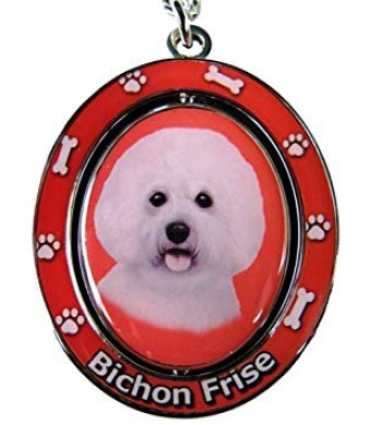 EandS Pets Bichon Frise Double Sided Spinning Key Chain, KC-4