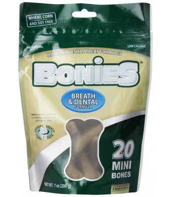 BONIES Natural Dental Bones Multi-Pack Mini for Dogs 5-15 LBS - Natural Dog Treat - Low Calories - Chicken Flavor - 20 Bones
