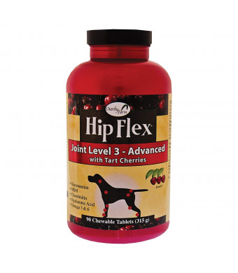 NaturVet Overby Farm Hip Flex Joint Level 3 Advanced Care with Tart Cherries for Dogs, Chewable Tablets, Made in USA