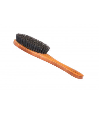Bass Brushes | Shine and Condition Pet Brush Natural Bristle Soft | Pure Bamboo Handle | Full Oval | Dark Finish | Model A15-DB